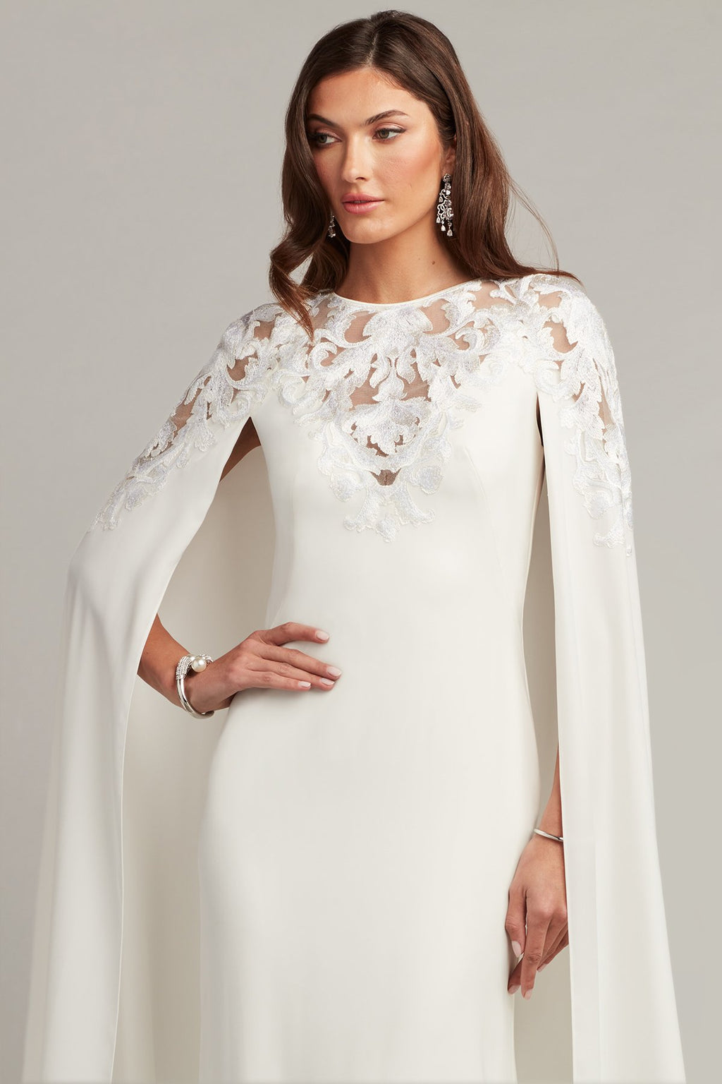 Bales Cape Sleeve Illusion Gown