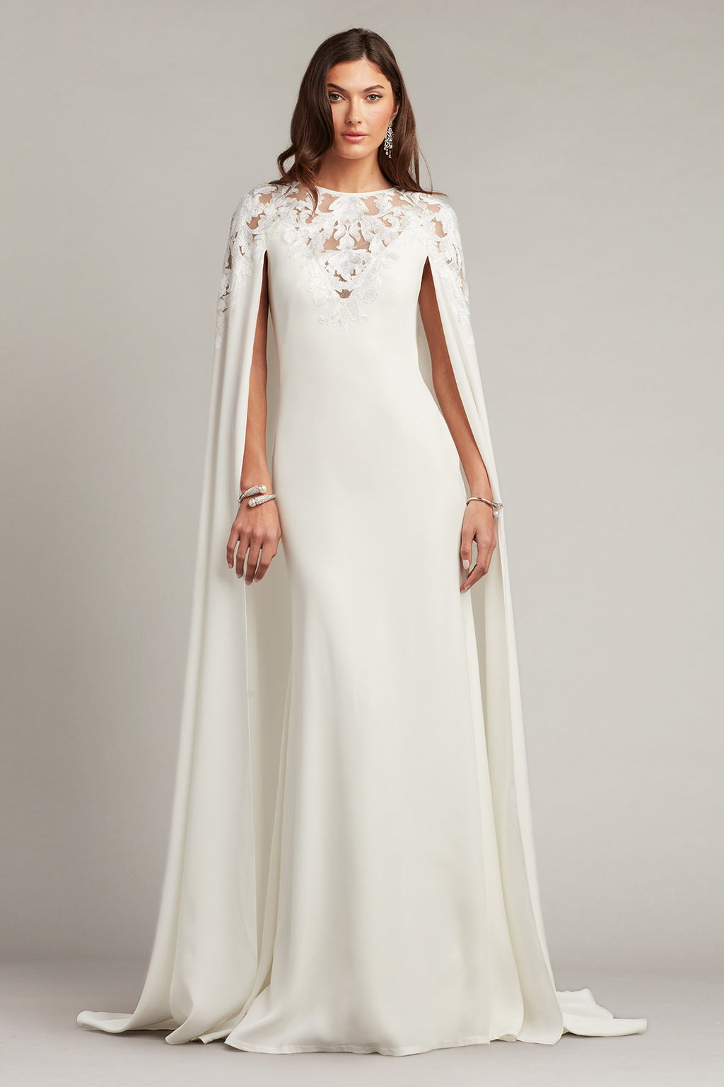 Bales Cape Sleeve Illusion Gown