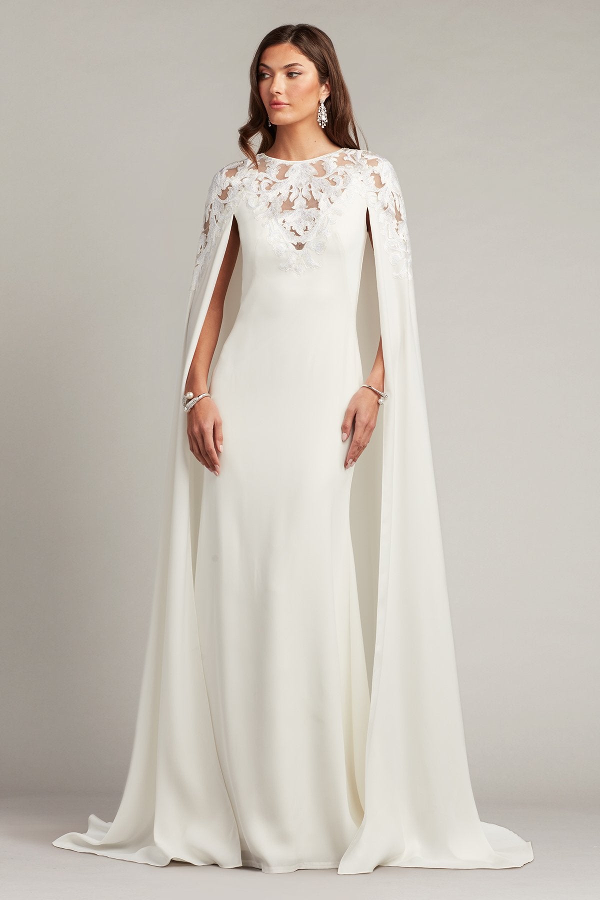 Bales Cape Sleeve Illusion Gown