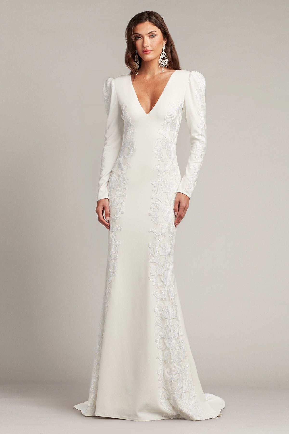 Irelina Puff Sleeve Embroidered Gown – Tadashi Shoji Official
