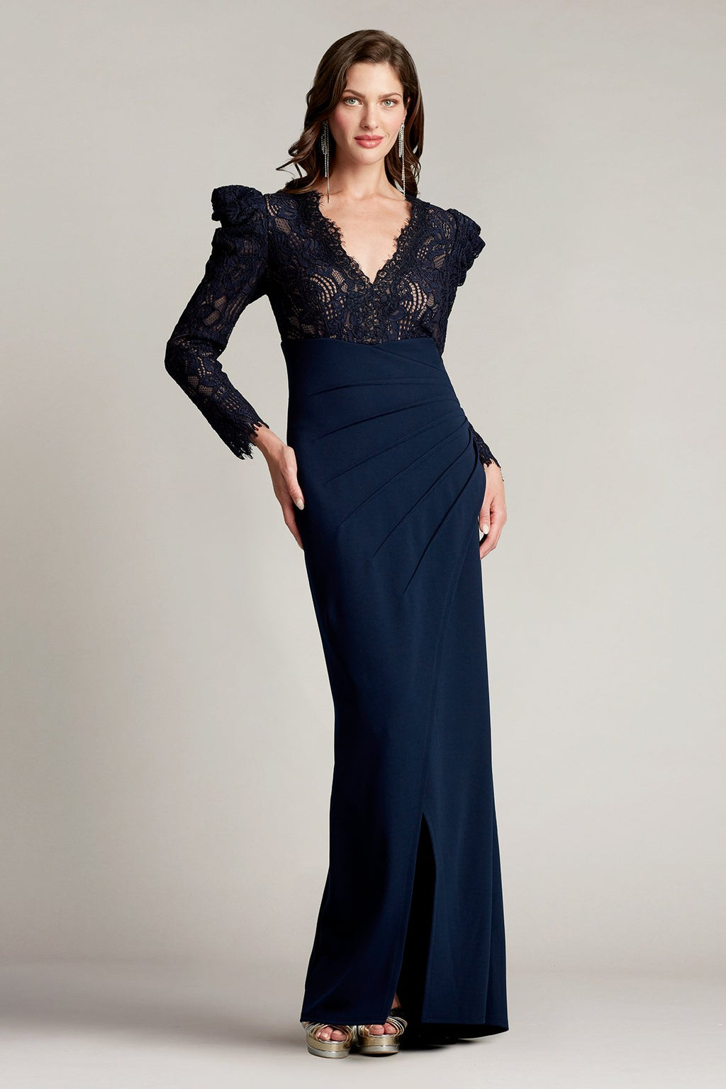 Marshal Crepe & Lace Gown – Tadashi Shoji Official Online Boutique