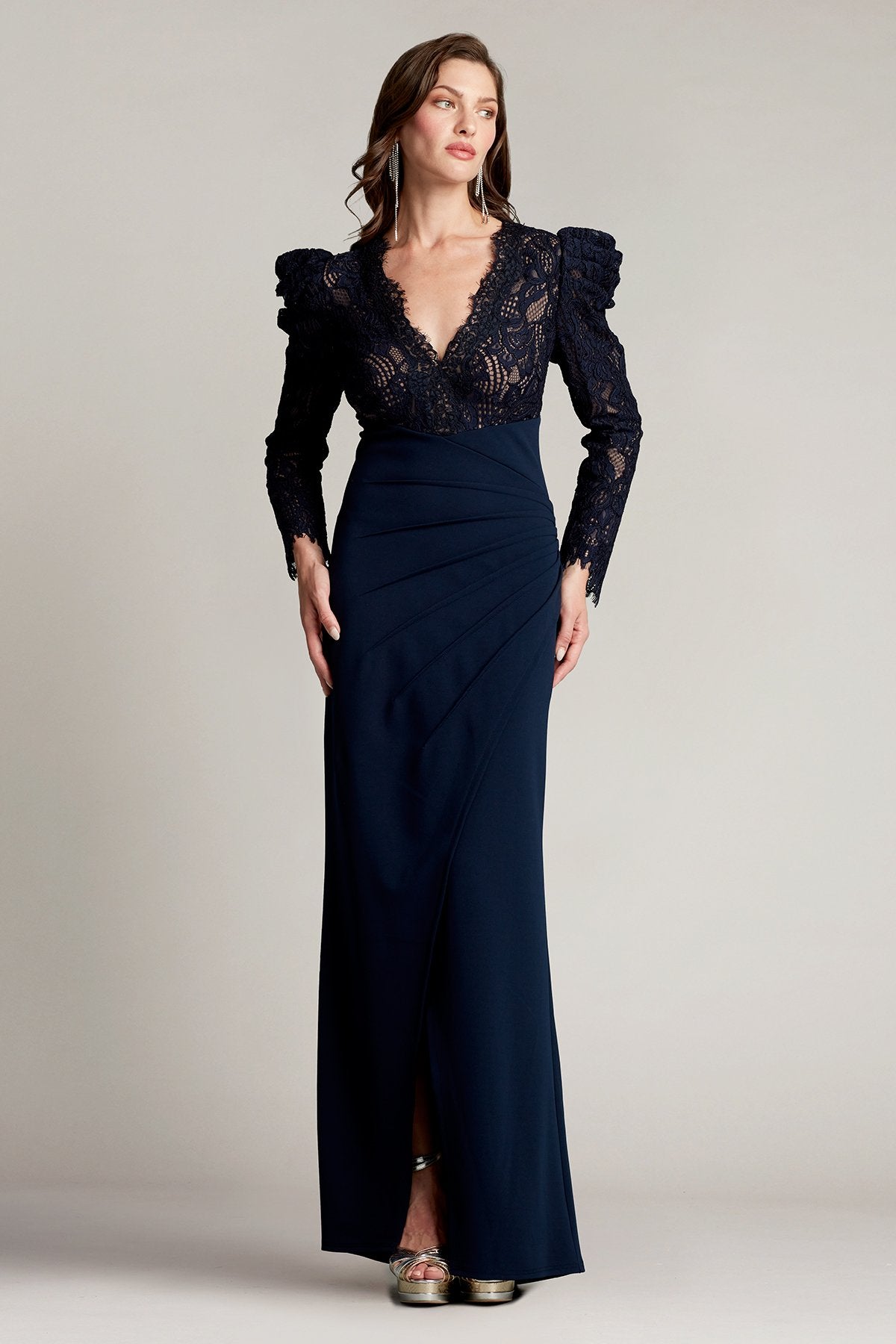 Marshal Crepe & Lace Gown – Tadashi Shoji Official Online Boutique
