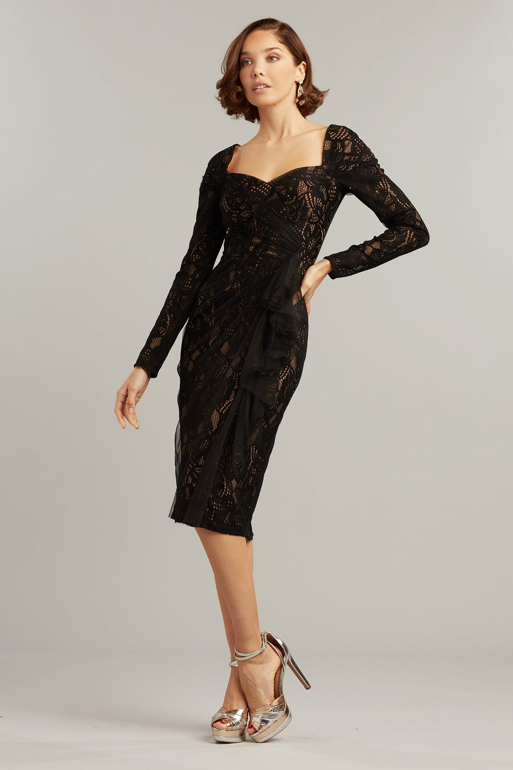 Colet Draped Flounce Dress