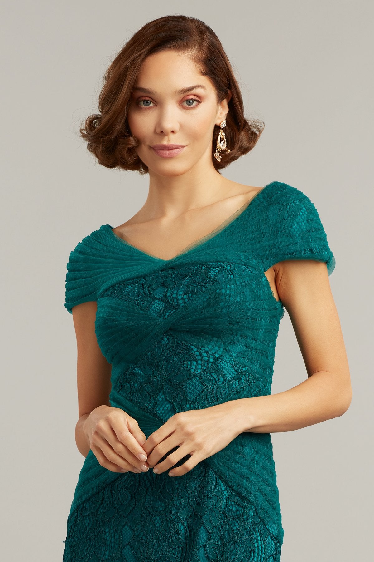 Talbot Draped-Twist Lace Dress