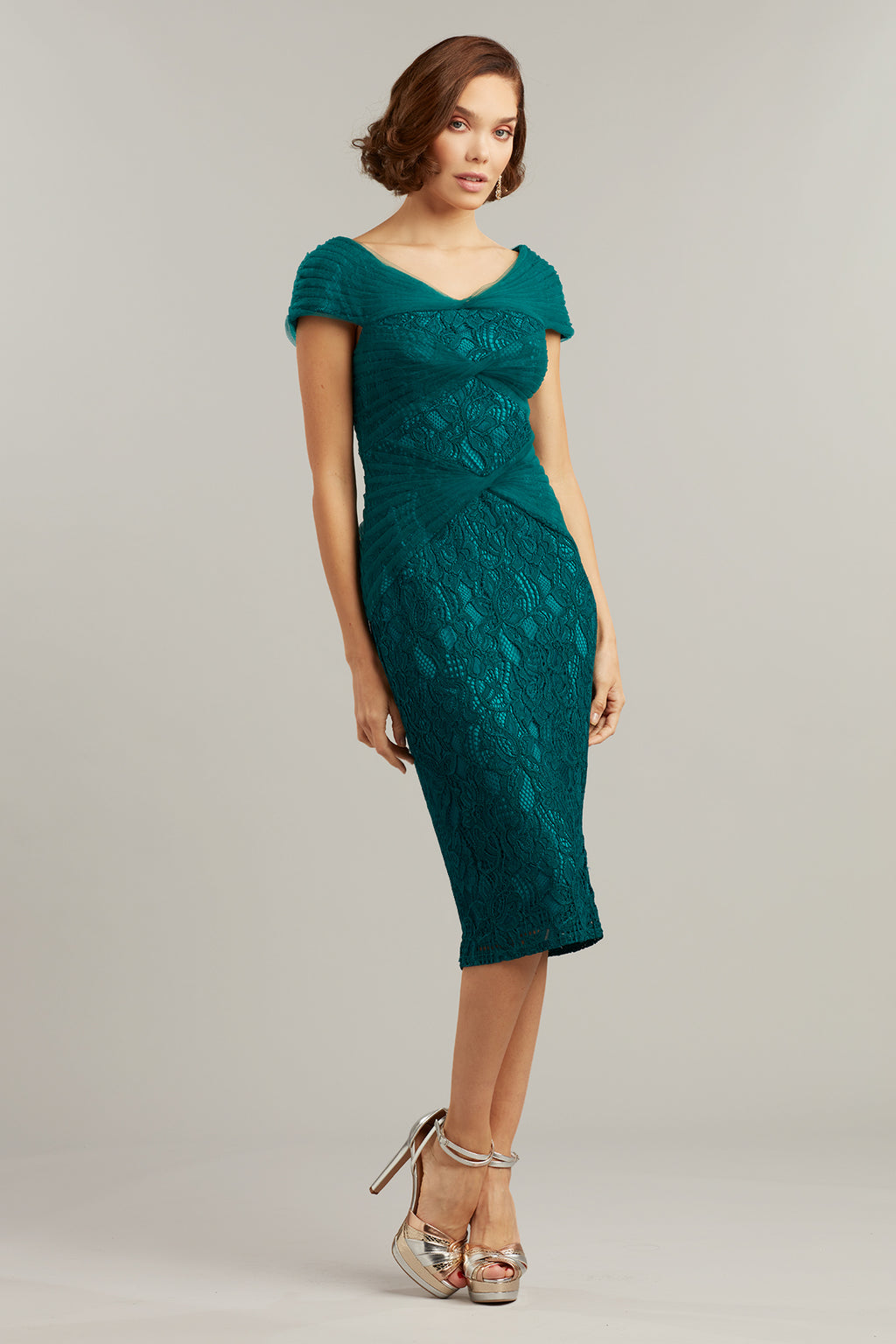 Talbot Draped-Twist Lace Dress