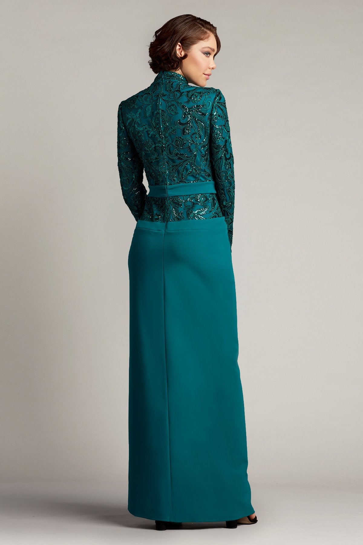 Brioni Sequin Embroidered Draped Gown