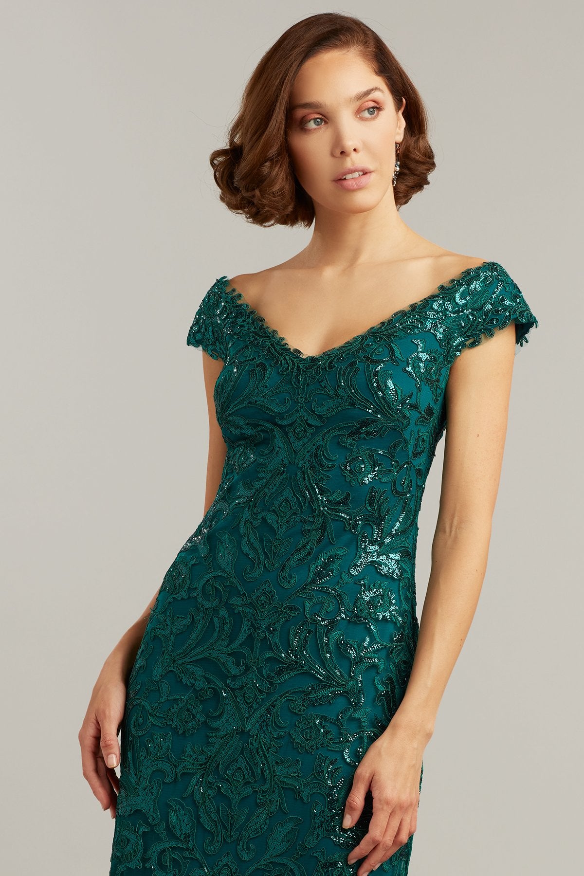 Aleida Sequin-Embroidered Gown