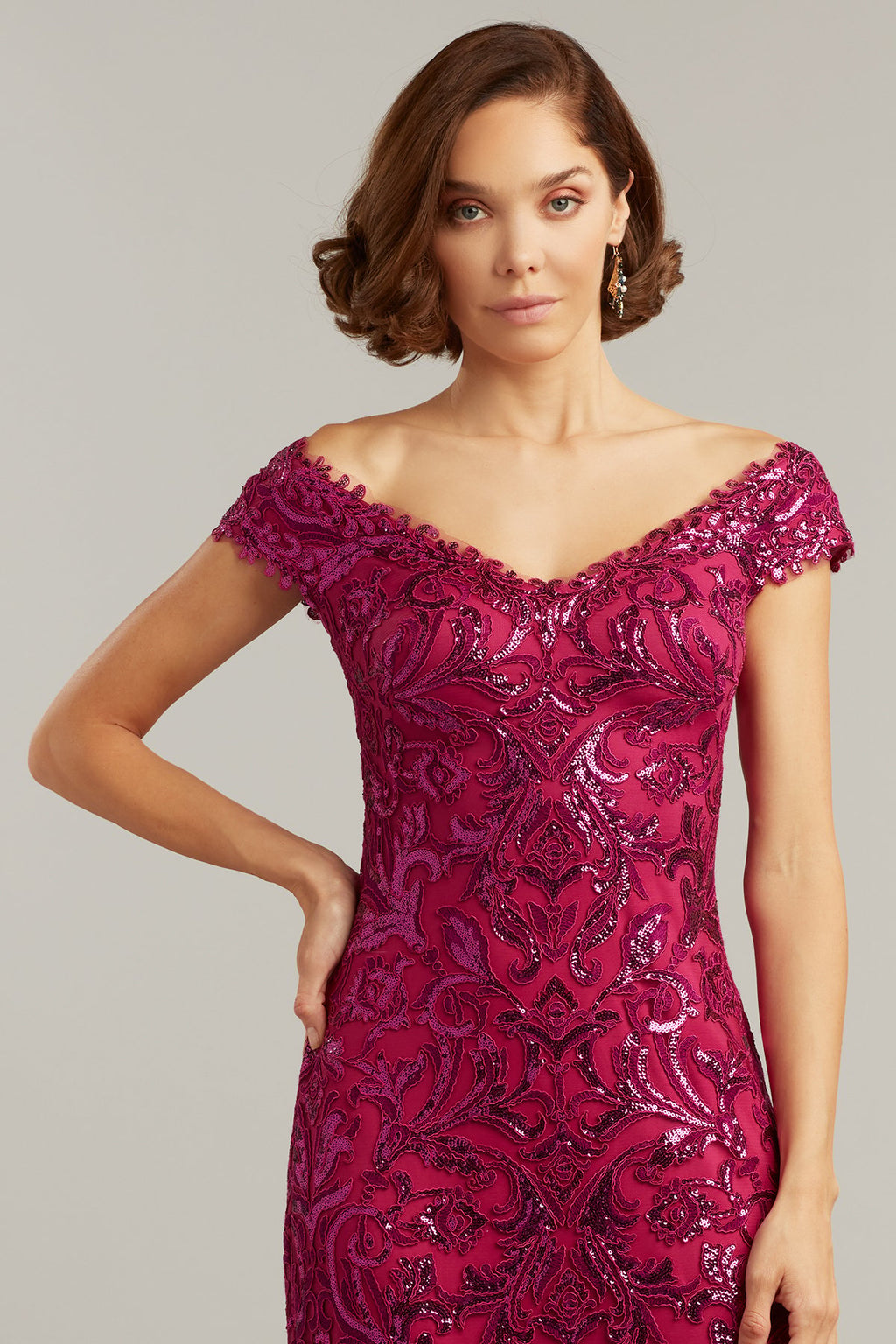 Aleida Sequin-Embroidered Tea-Length Dress