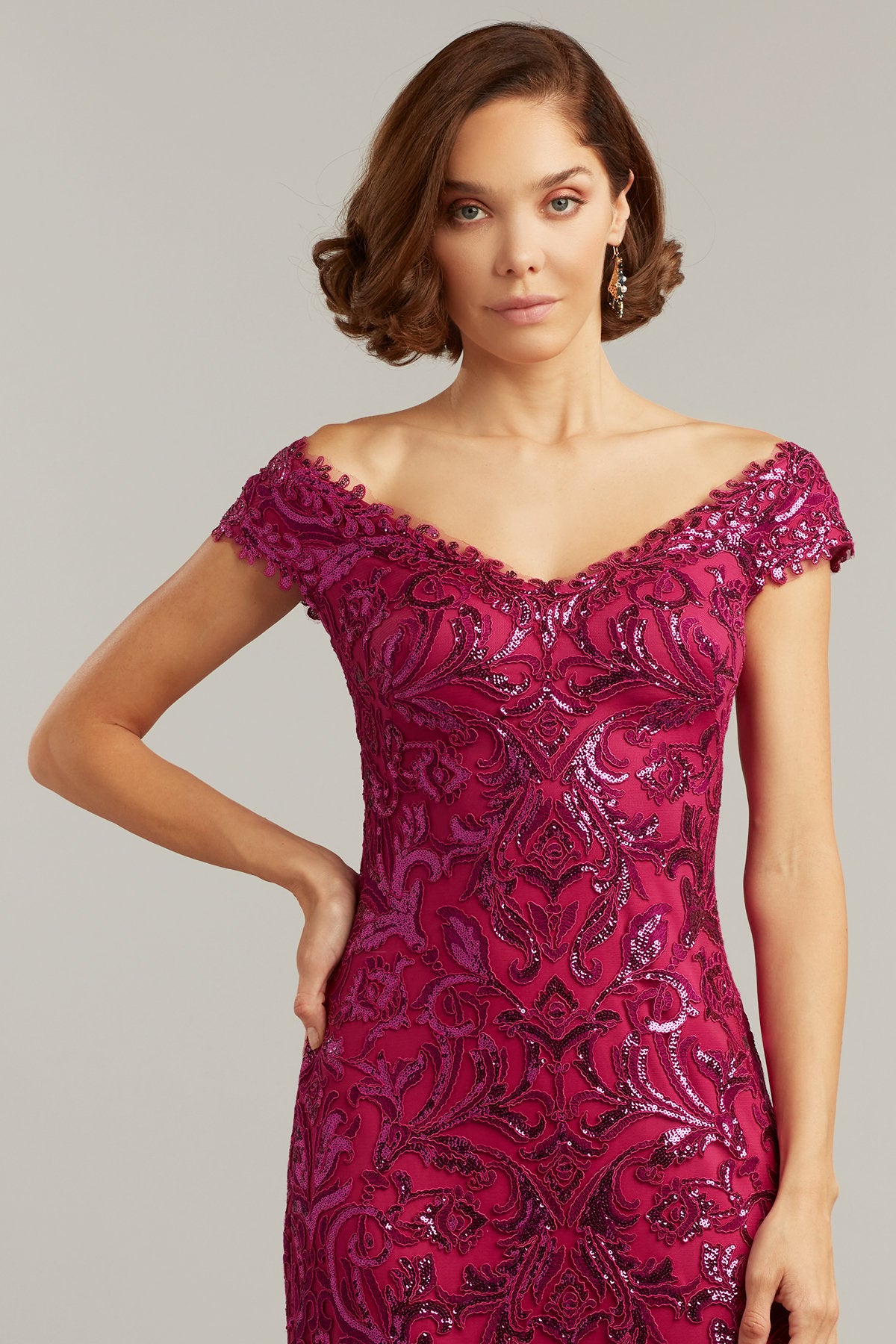 Aleida Sequin-Embroidered Tea-Length Dress