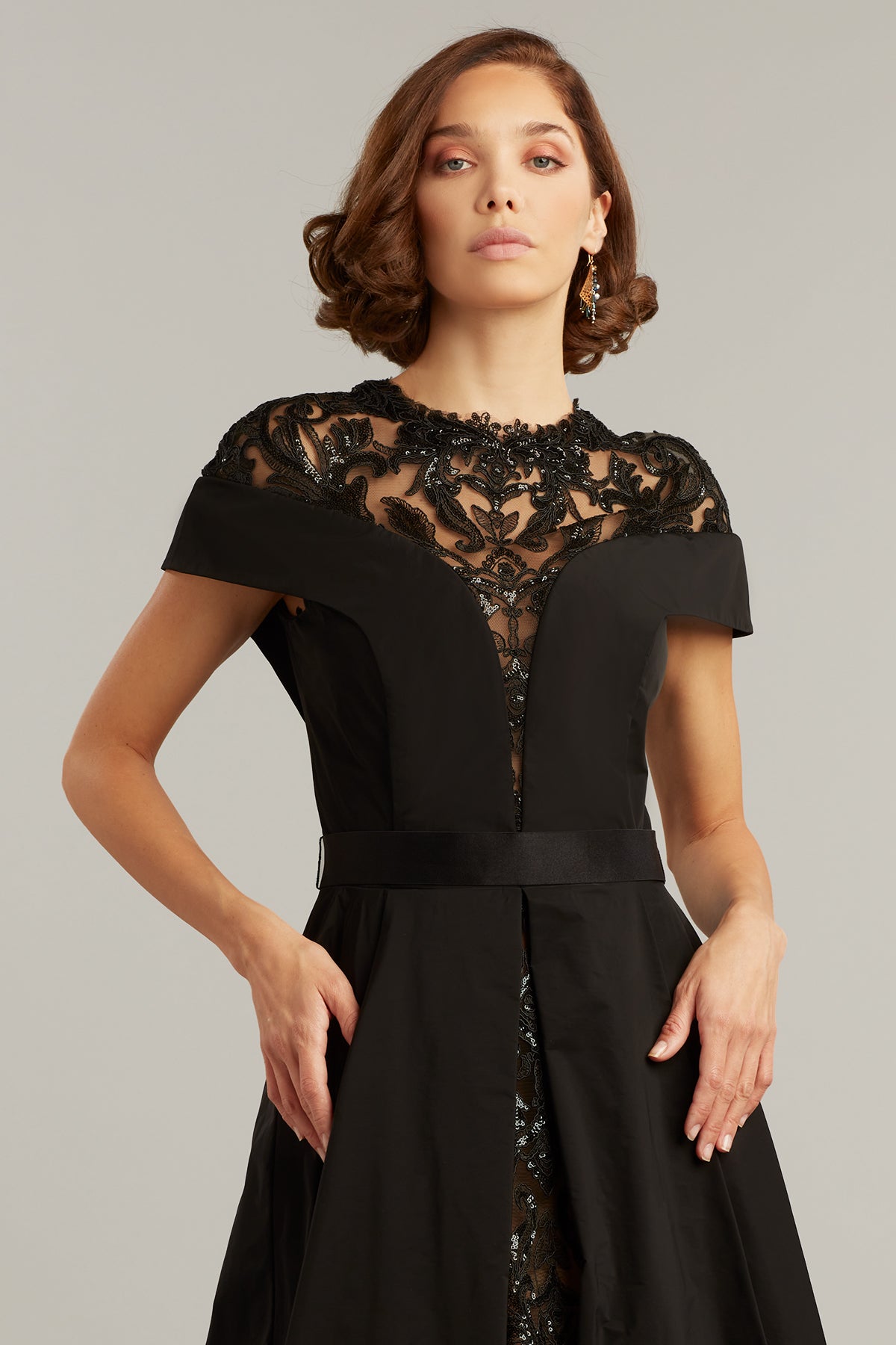 Mariora Plunging Illusion Dress