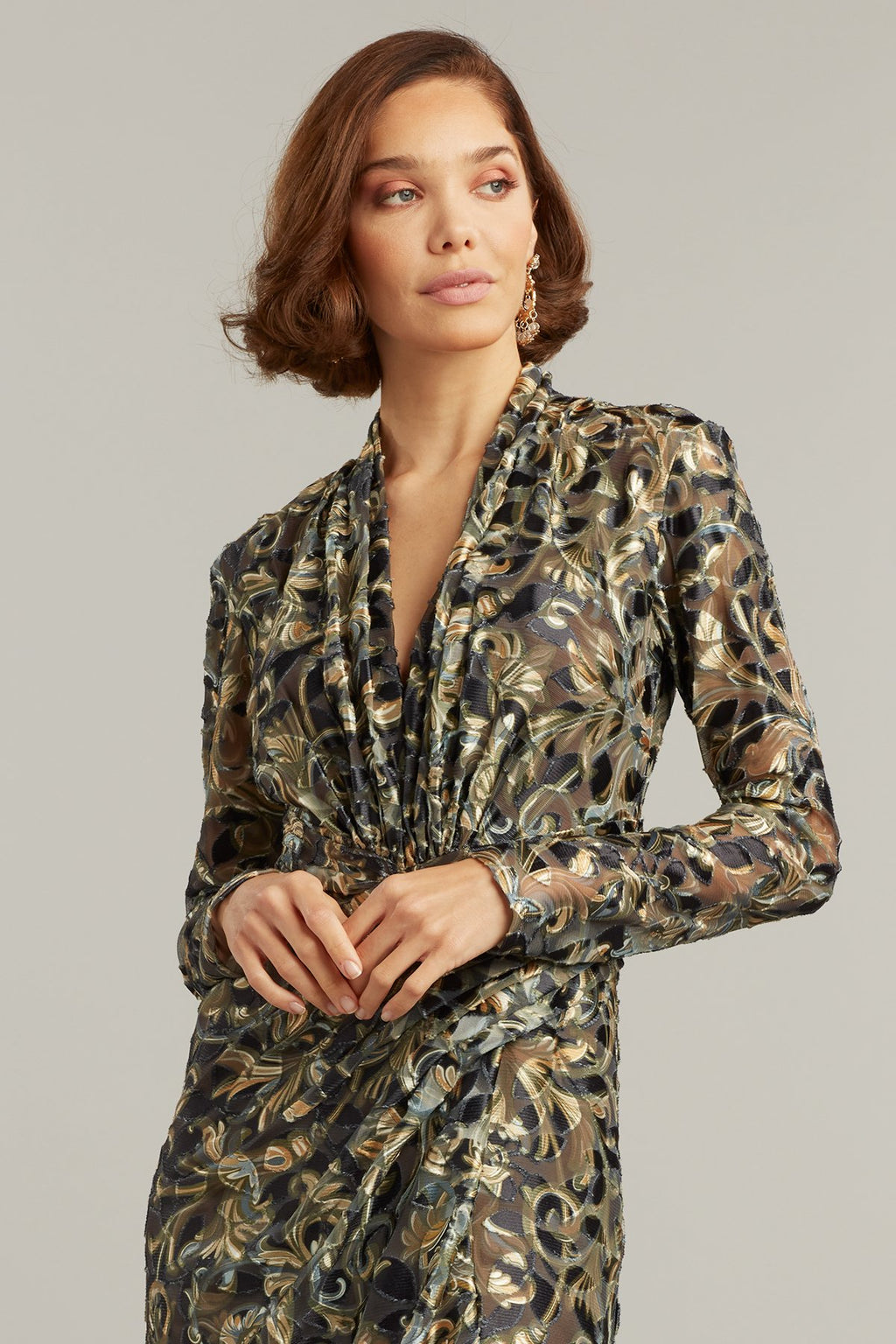 Arlette Burnout Velvet Gown