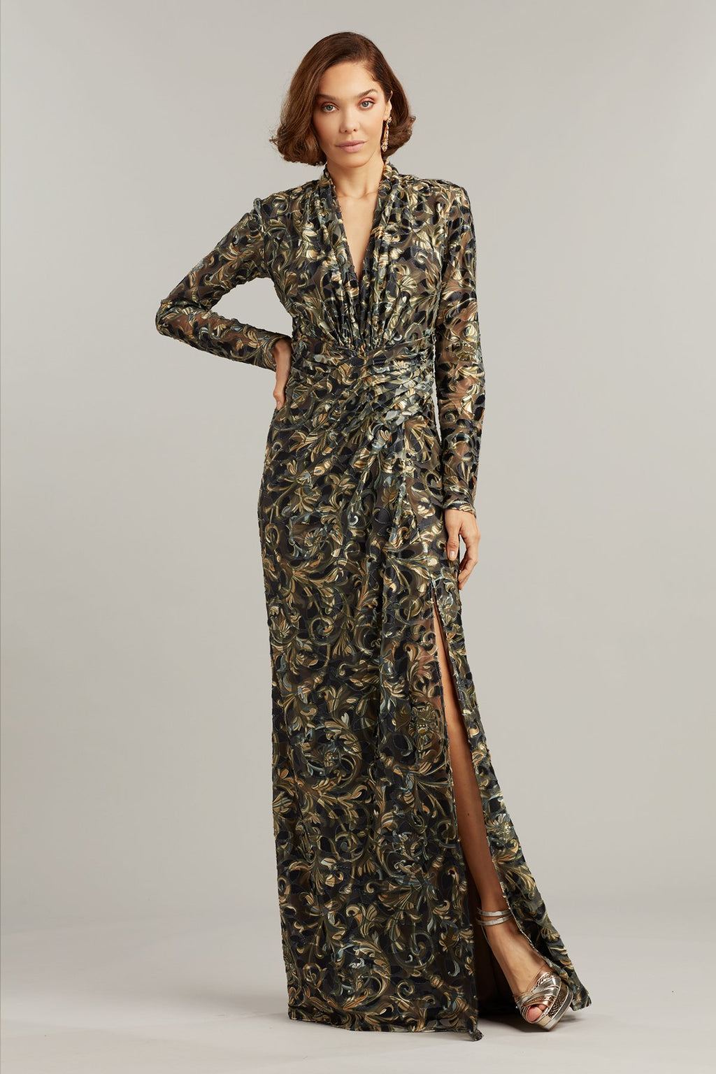 Arlette Burnout Velvet Gown