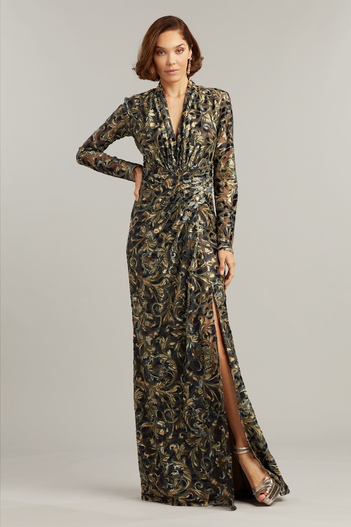 Arlette Burnout Velvet Gown