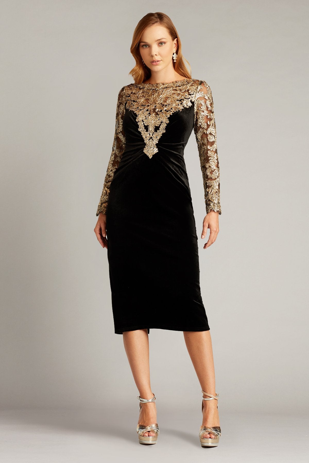 Lavinia Sequin Illusion Velvet Dress