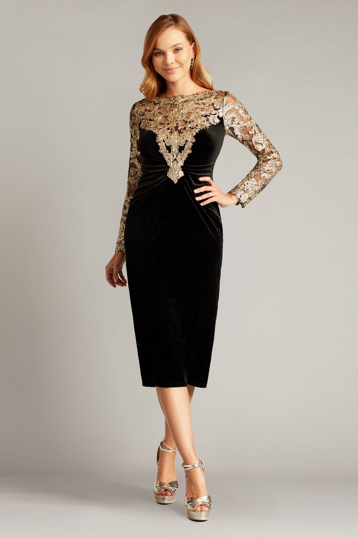 Lavinia Sequin Illusion Velvet Dress