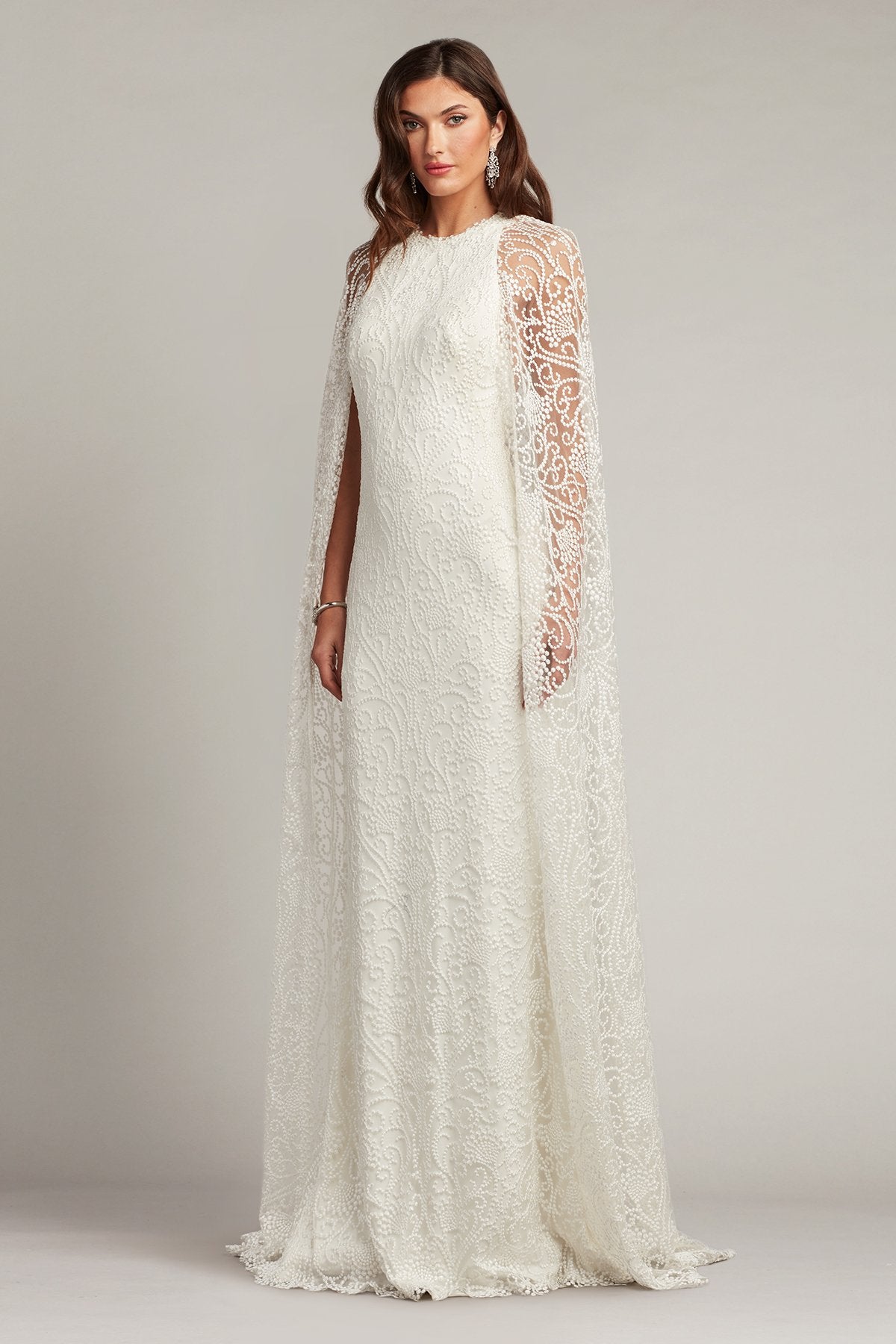 Piers Embroidered Cape Gown