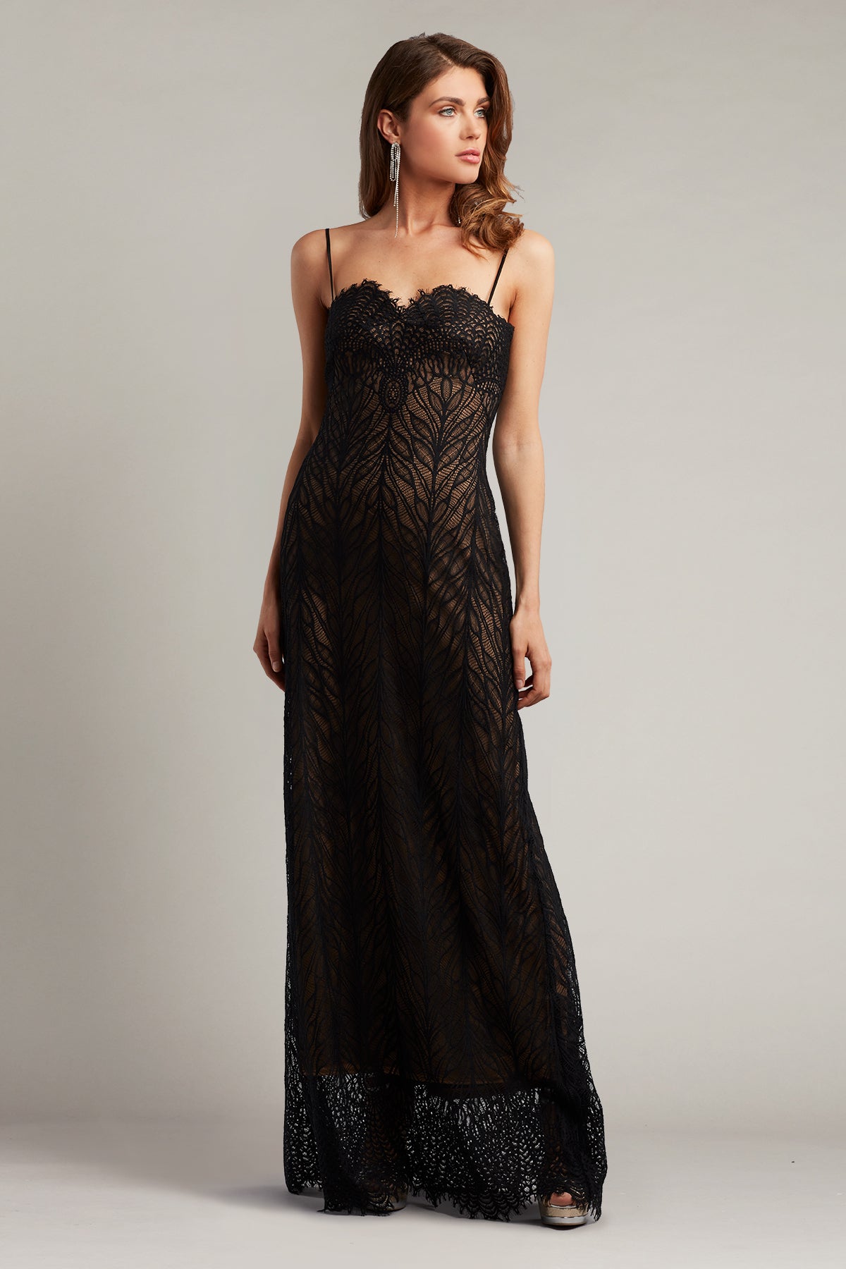 Claudette Spaghetti Strap Lace Gown