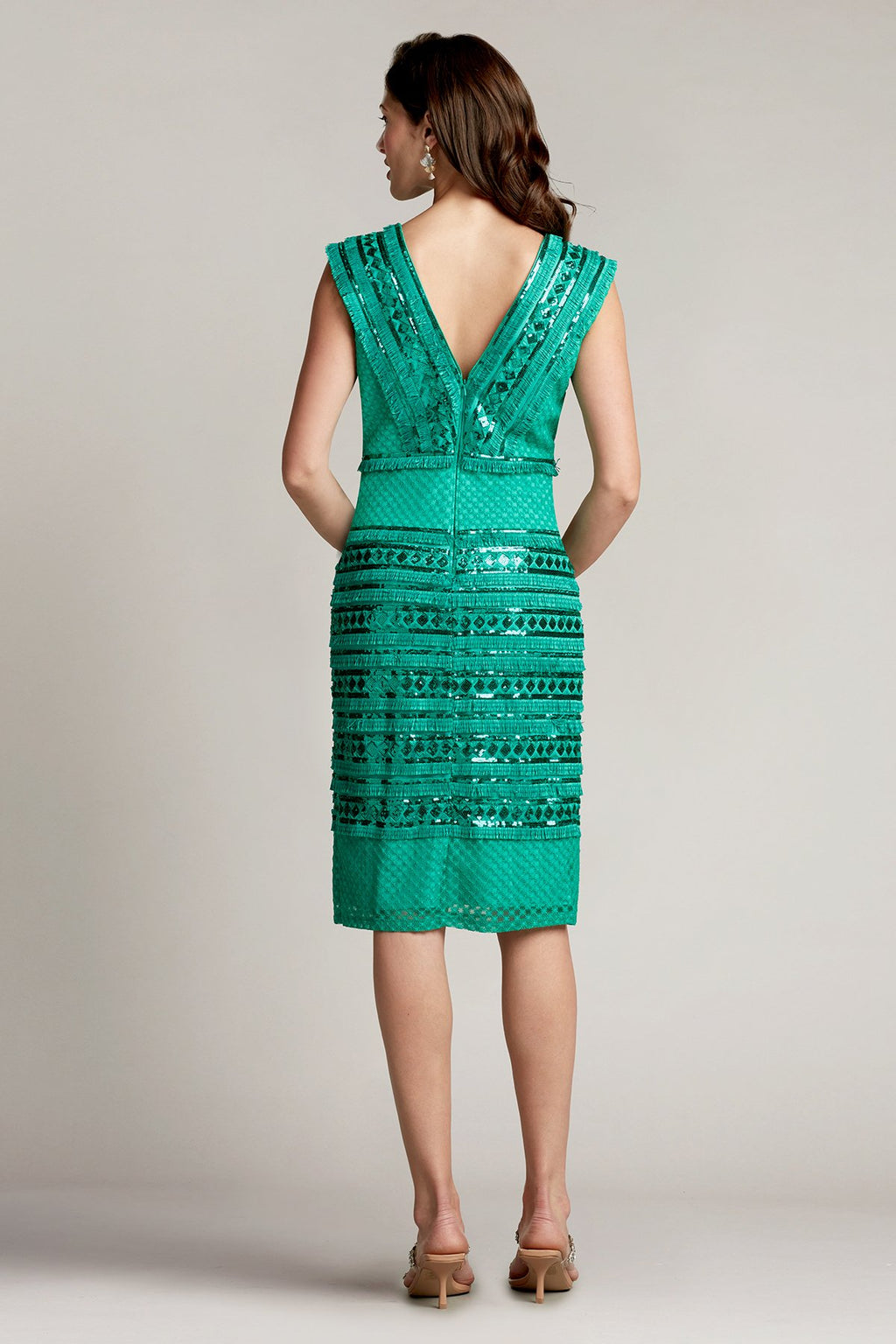 Clyde Sequin Fringe V-Neck Dress