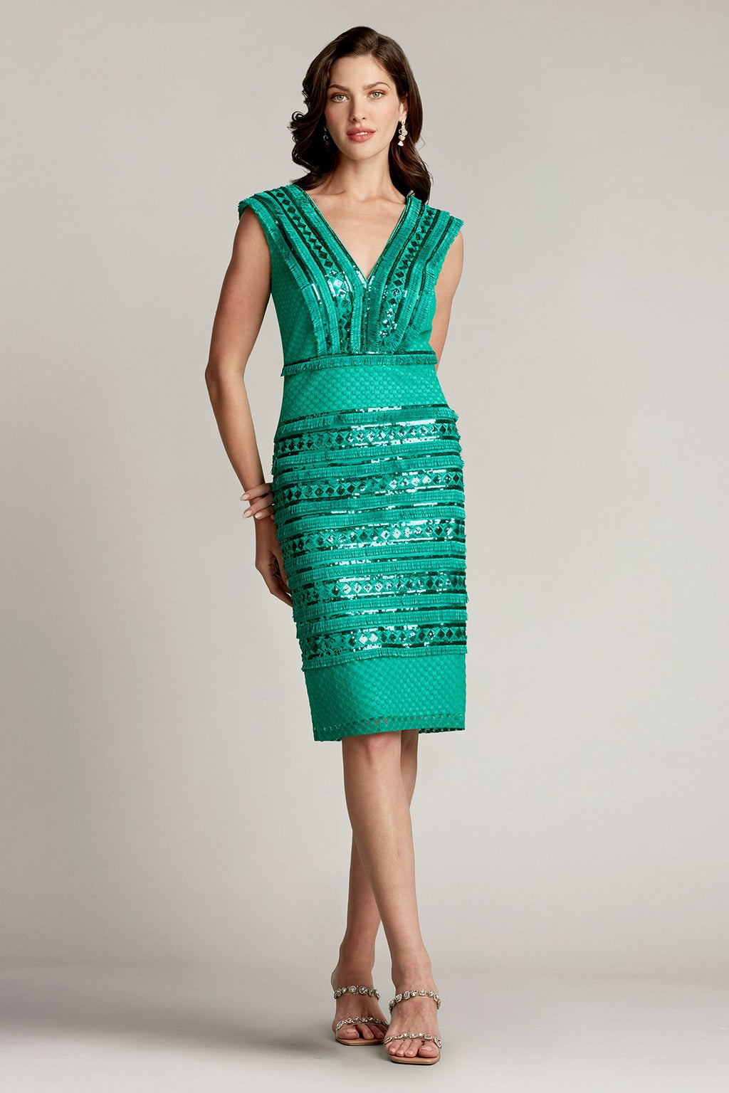 Clyde Sequin Fringe V-Neck Dress