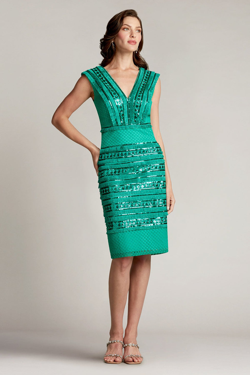 Clyde Sequin Fringe V-Neck Dress