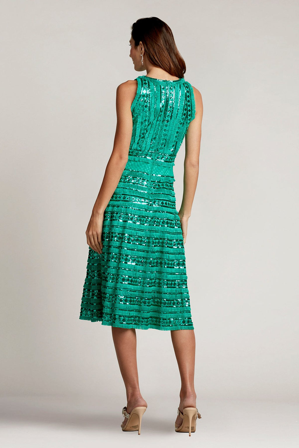 Norma Sequin Fringe Fit & Flare Dress