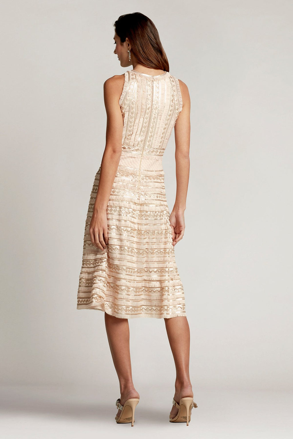 Norma Sequin Fringe Fit & Flare Dress