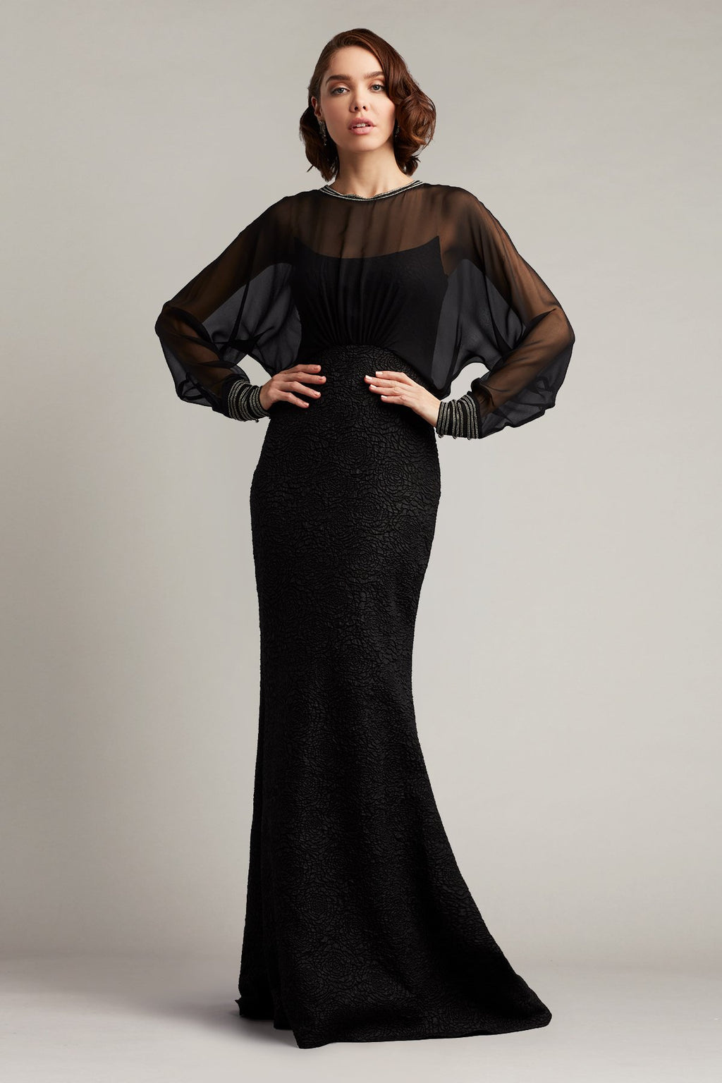 Gerrit Blouson Overlay Jacquard Gown