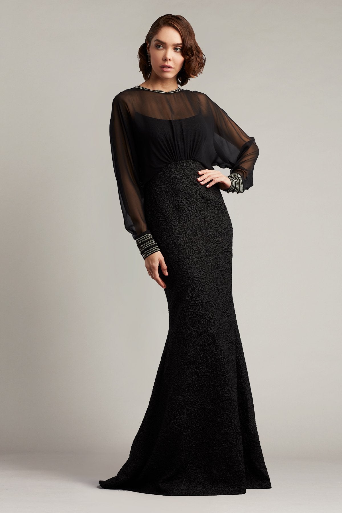 Gerrit Blouson Overlay Jacquard Gown