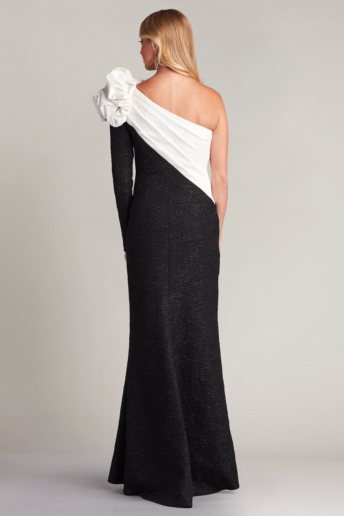 Markey One-Shoulder Puff-Sleeve Gown