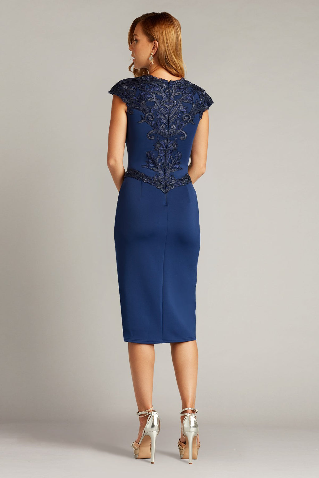 Vera Embroidered Crepe Cocktail Dress