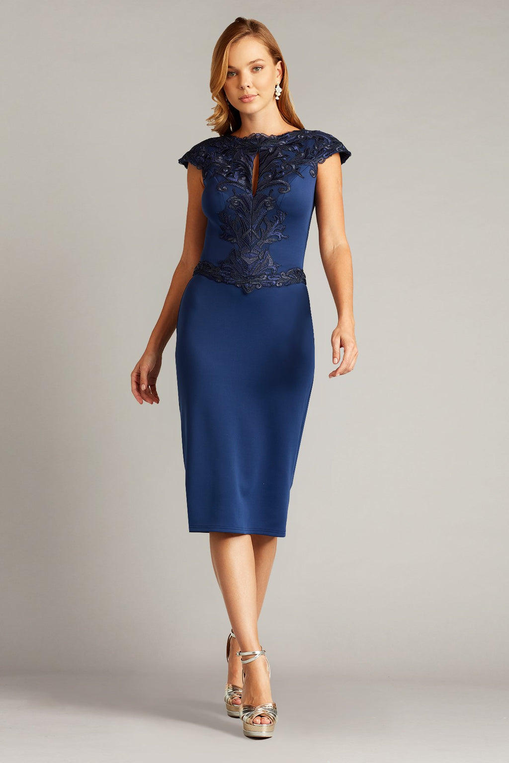Vera Embroidered Crepe Cocktail Dress