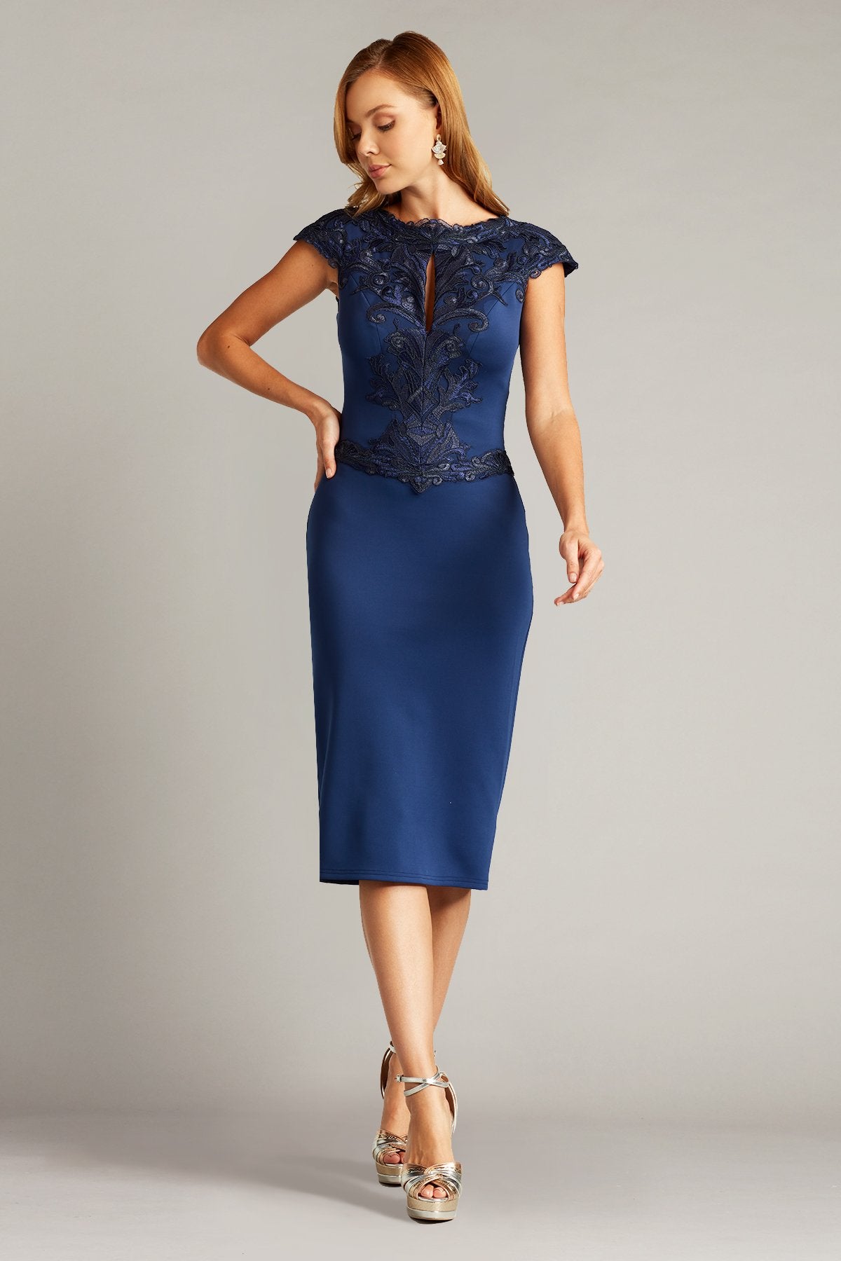 Vera Embroidered Crepe Cocktail Dress