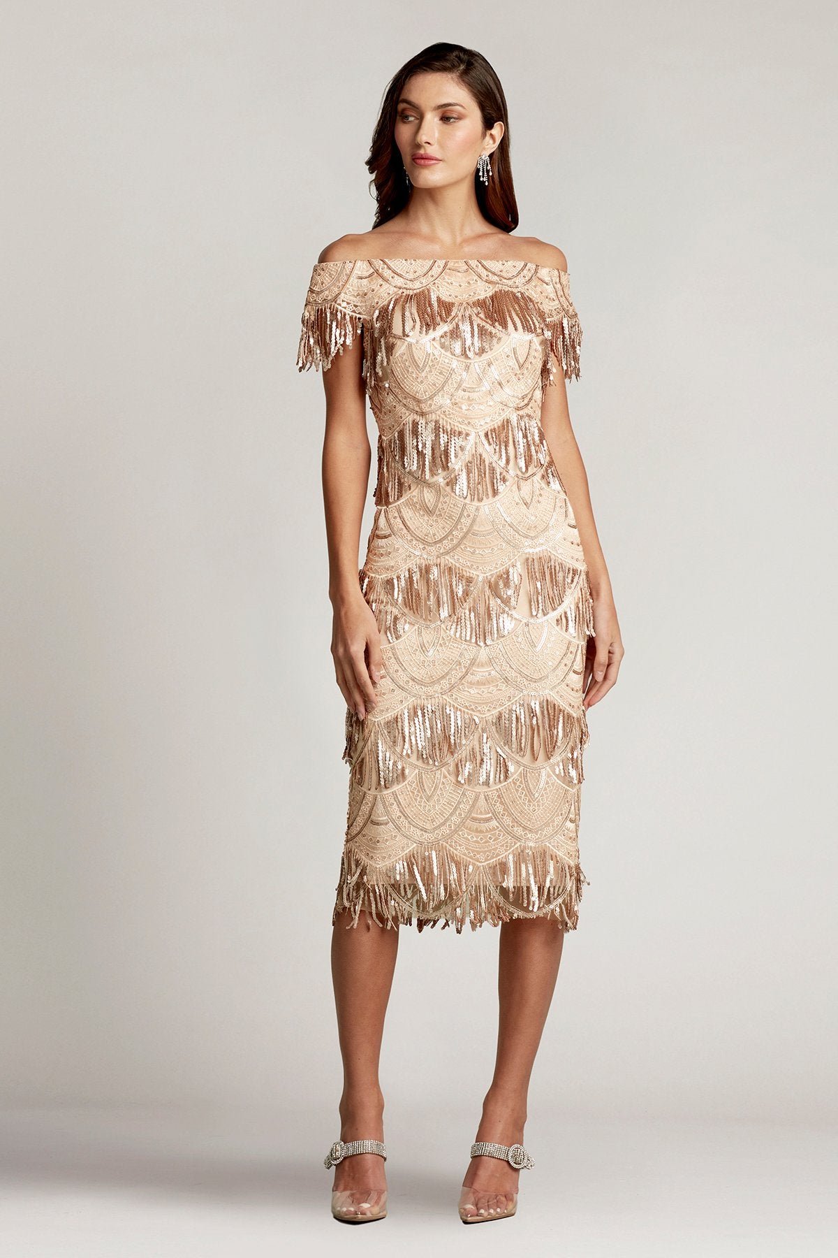 Gaynor Sequin Fringe Midi Dress