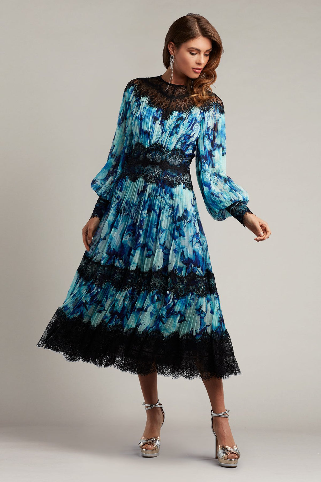 Nina Pleated Chiffon Midi Dress