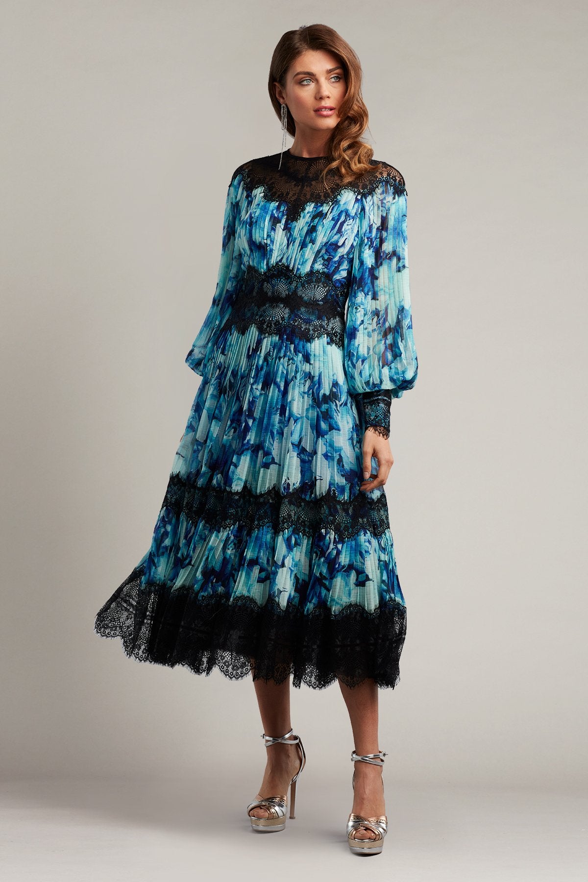 Nina Pleated Chiffon Midi Dress