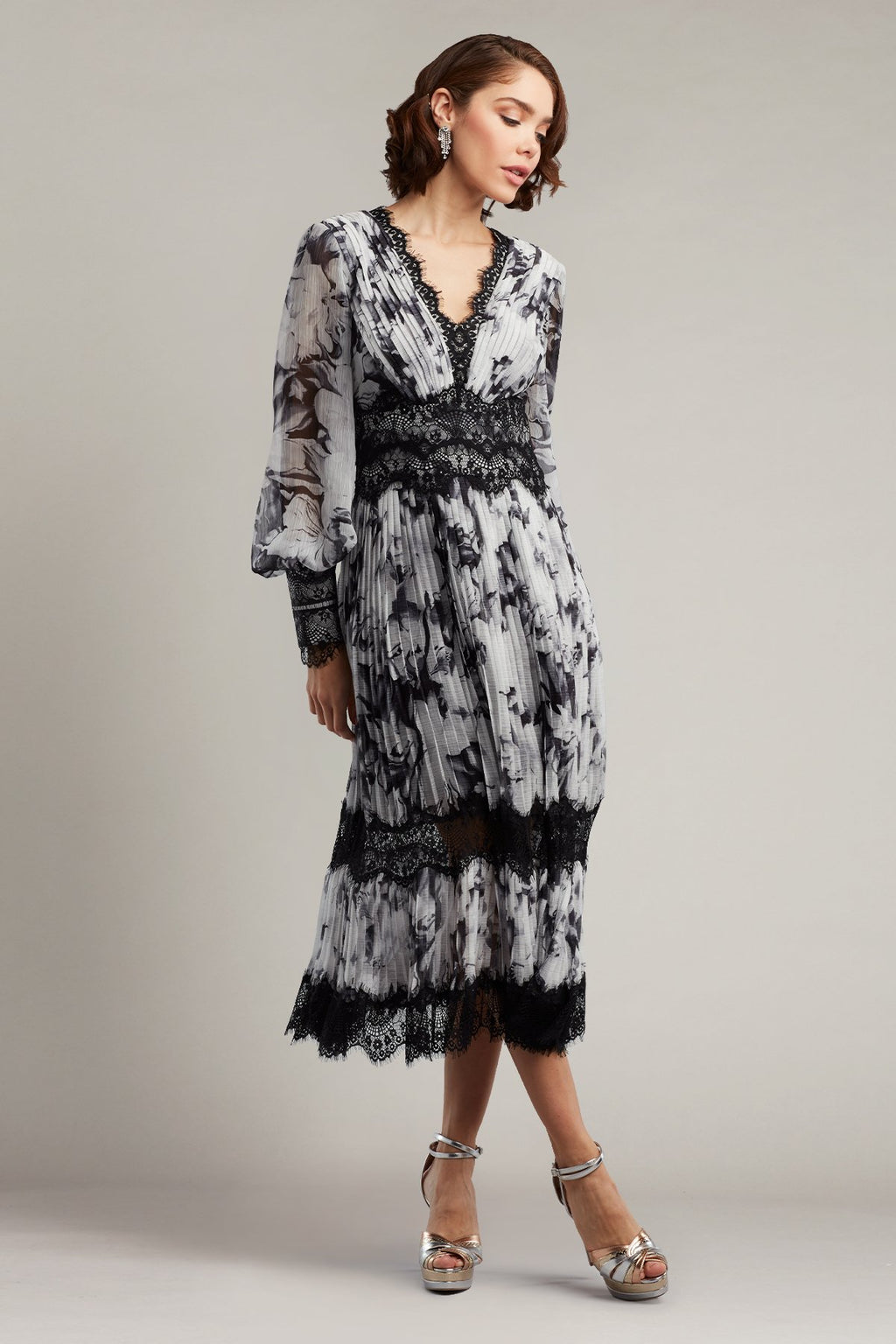 Jessie Pleated Chiffon Midi Dress