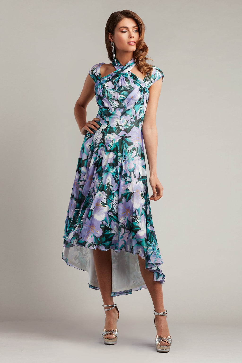 Arlene Cutout Halter Floral Midi Dress