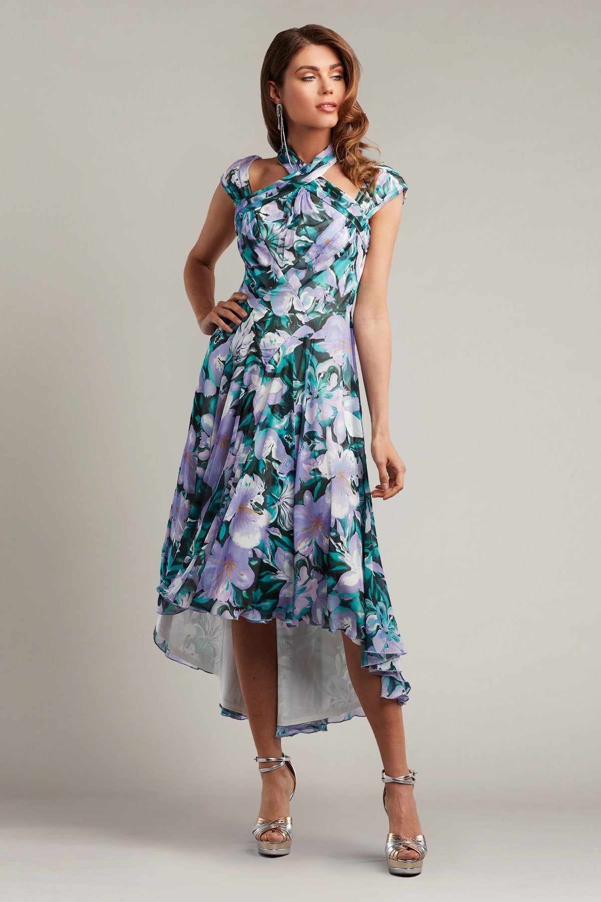 Arlene Cutout Halter Floral Midi Dress