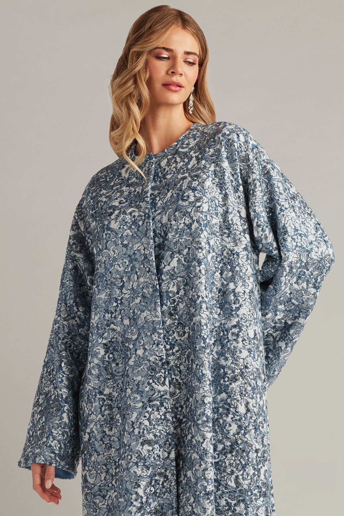 Ostak Sequin Embroidered Caftan Gown