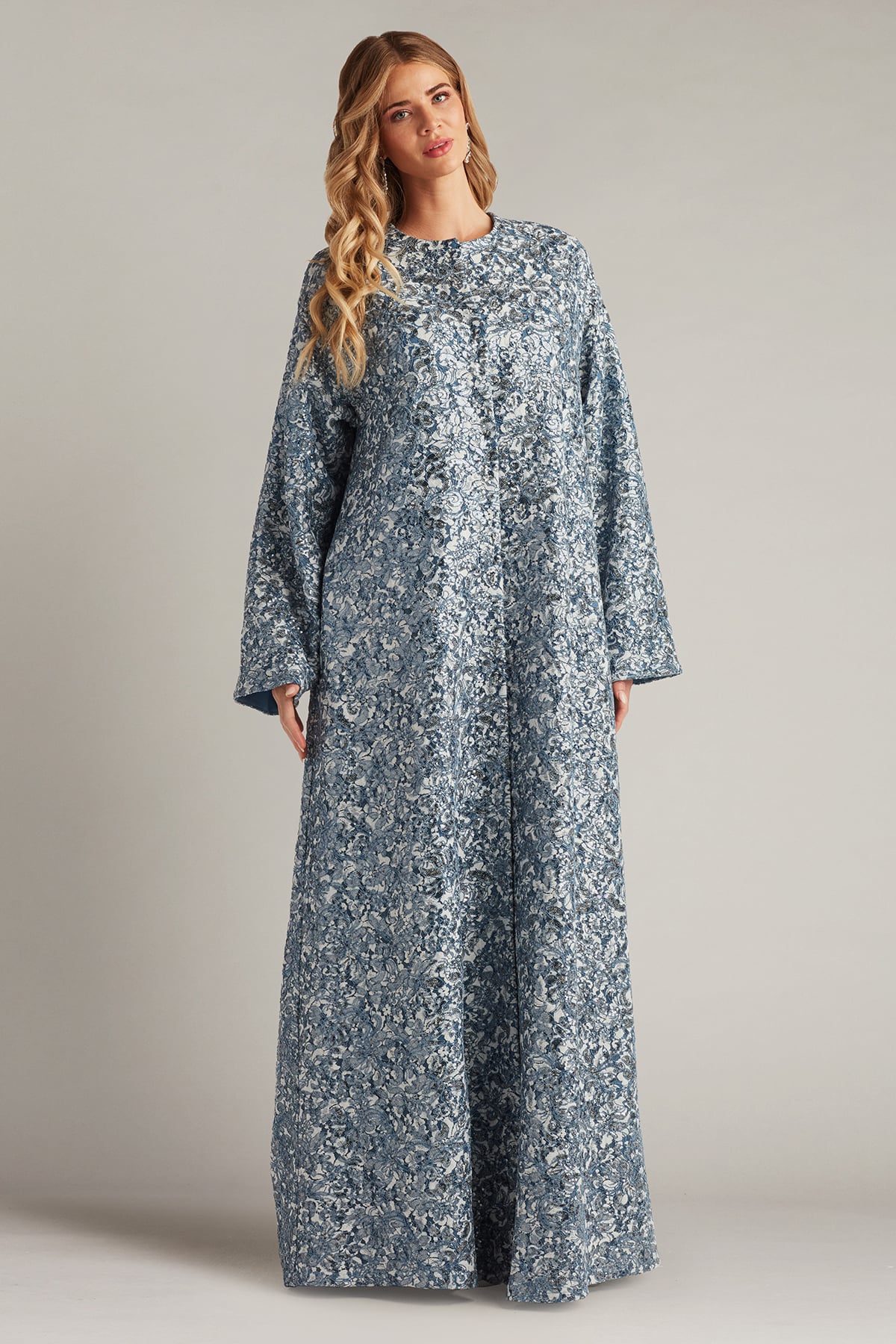 Ostak Sequin Embroidered Caftan Gown