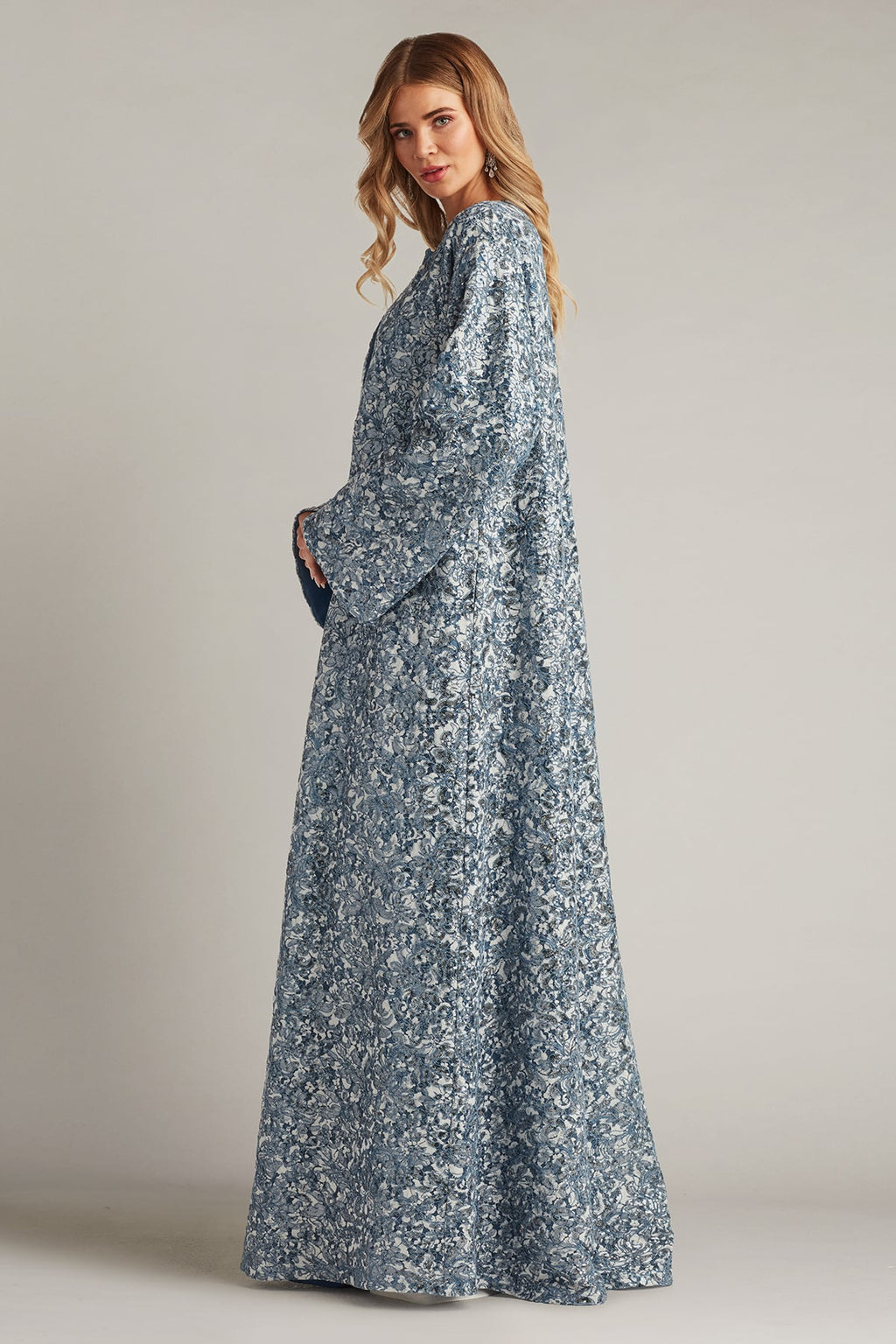 Ostak Sequin Embroidered Caftan Gown
