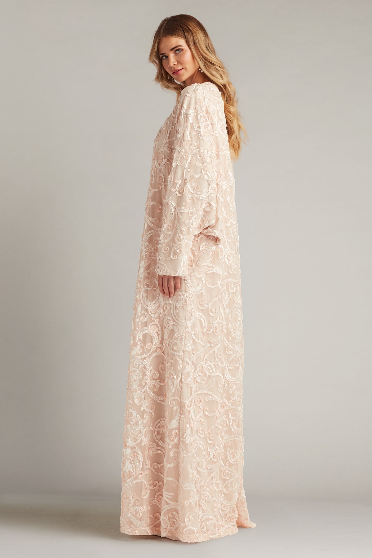 Sonnie Sequin Lace Caftan Gown