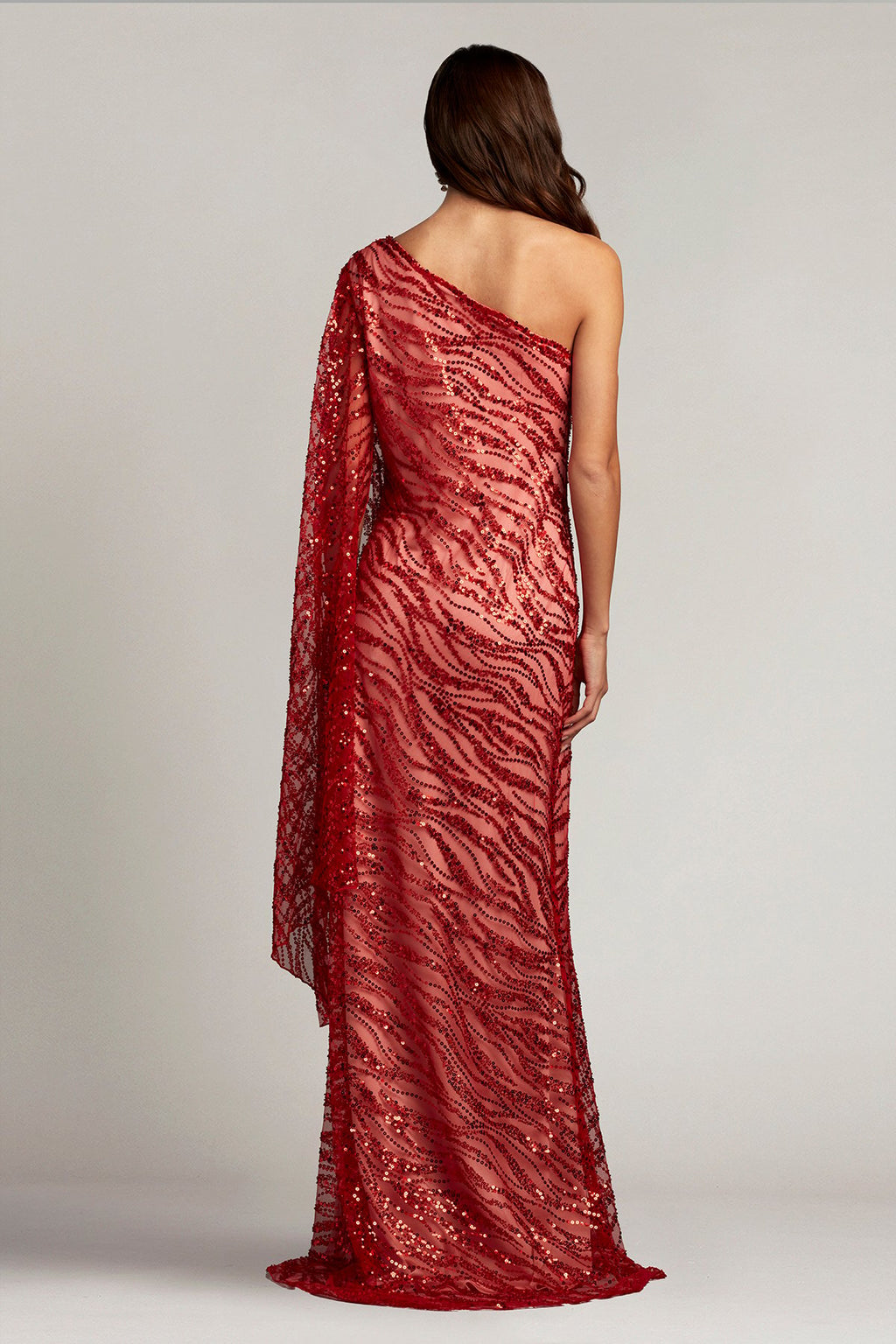 Esperanza Sequin Cape-Sleeve Gown