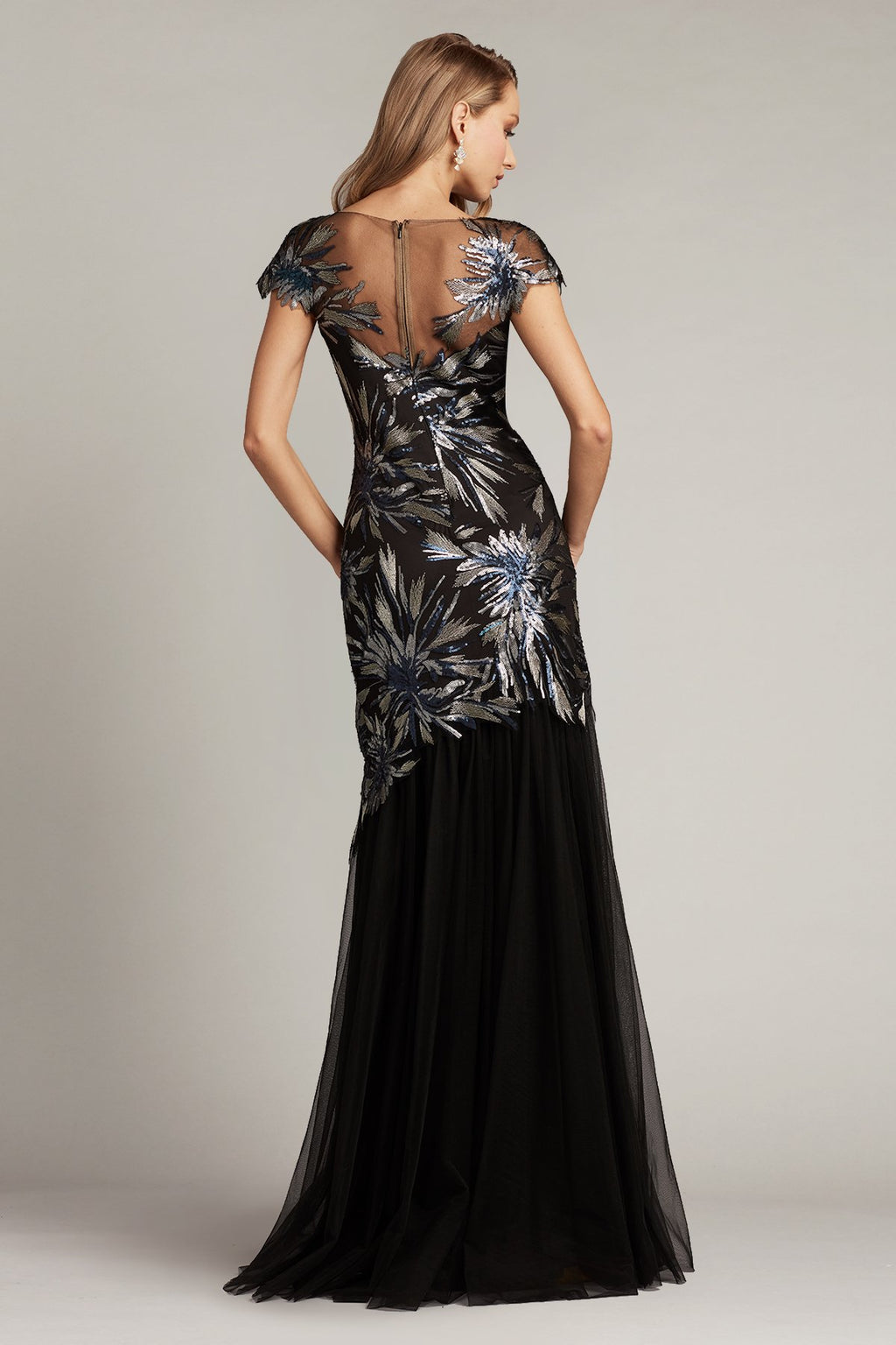 Daphney Metallic Embroidered Tulle Gown