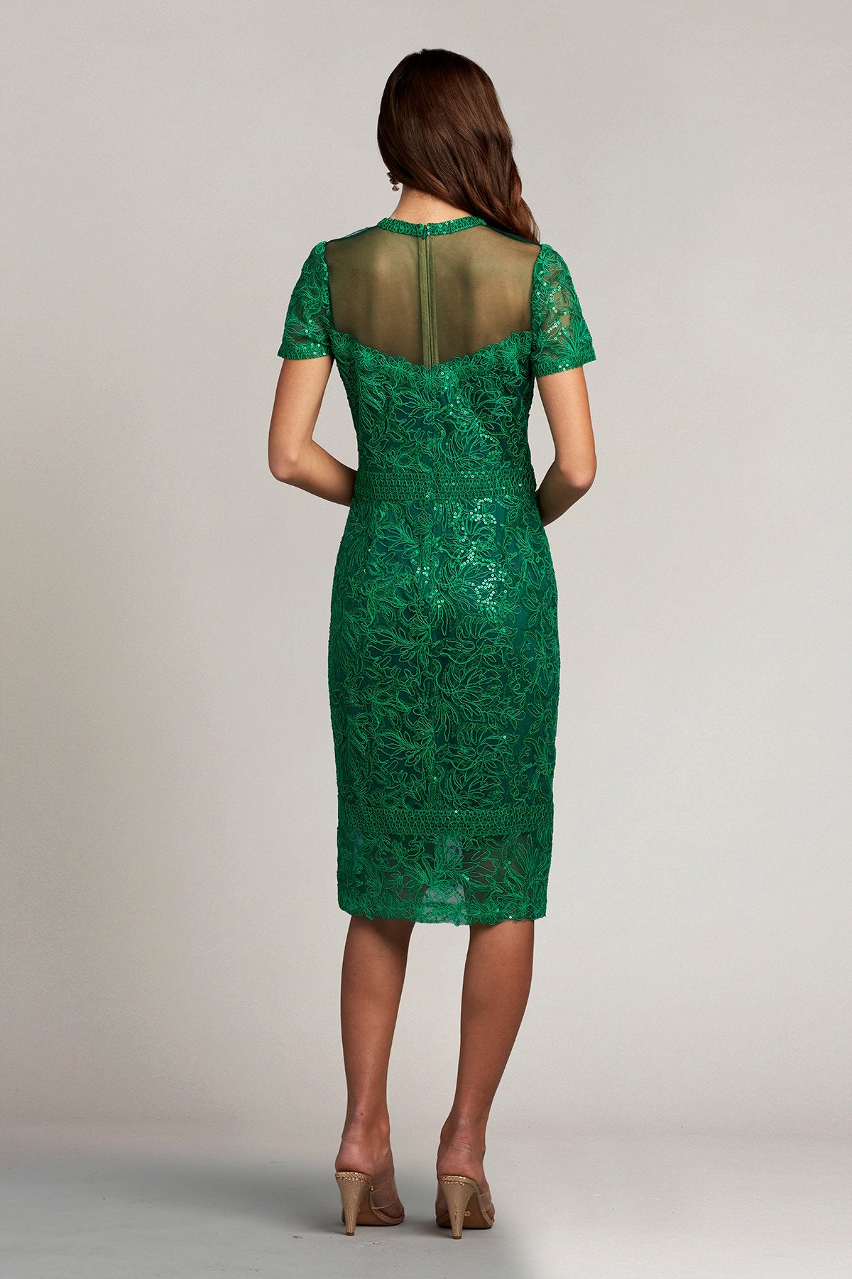 Terran Sequin Embroidered Illusion Dress