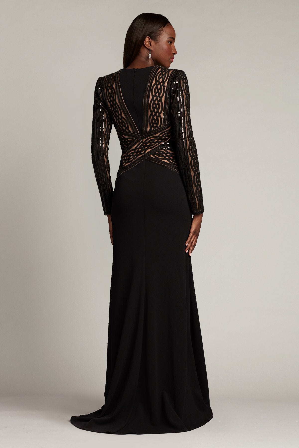 Desiree Braid Embroidered Crepe Gown