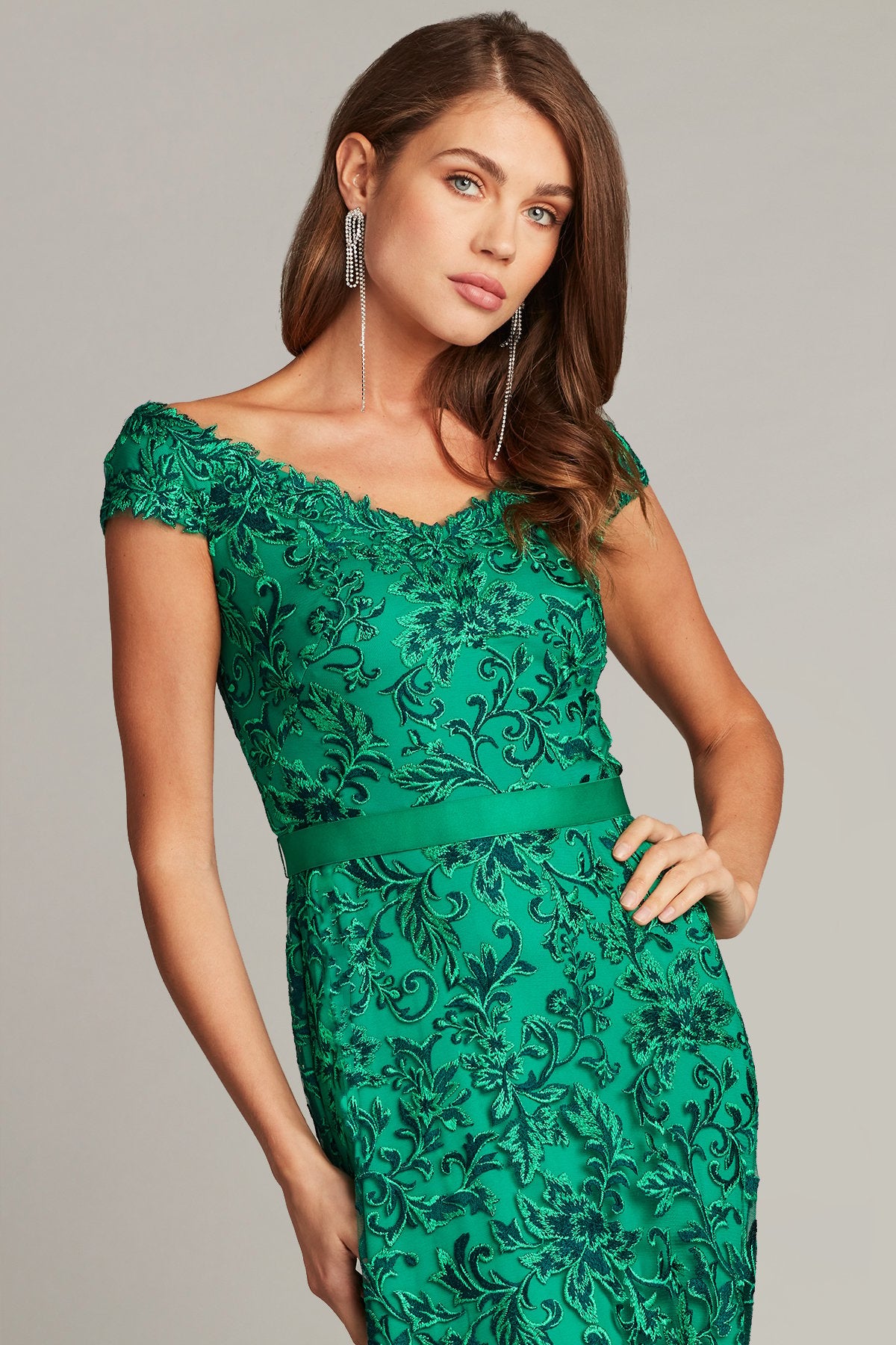 Sonya Belted Lace Gown
