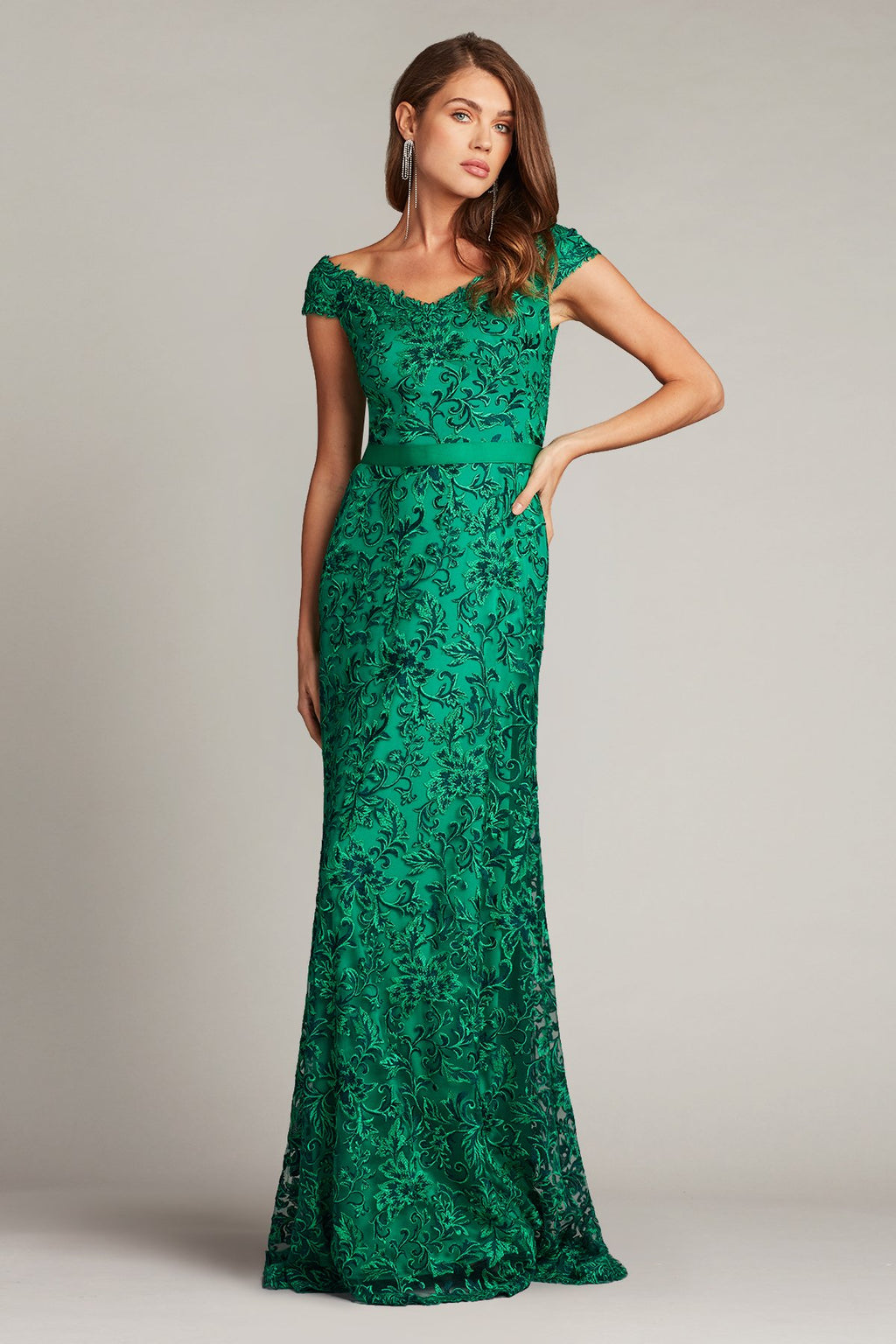 Sonya Belted Lace Gown