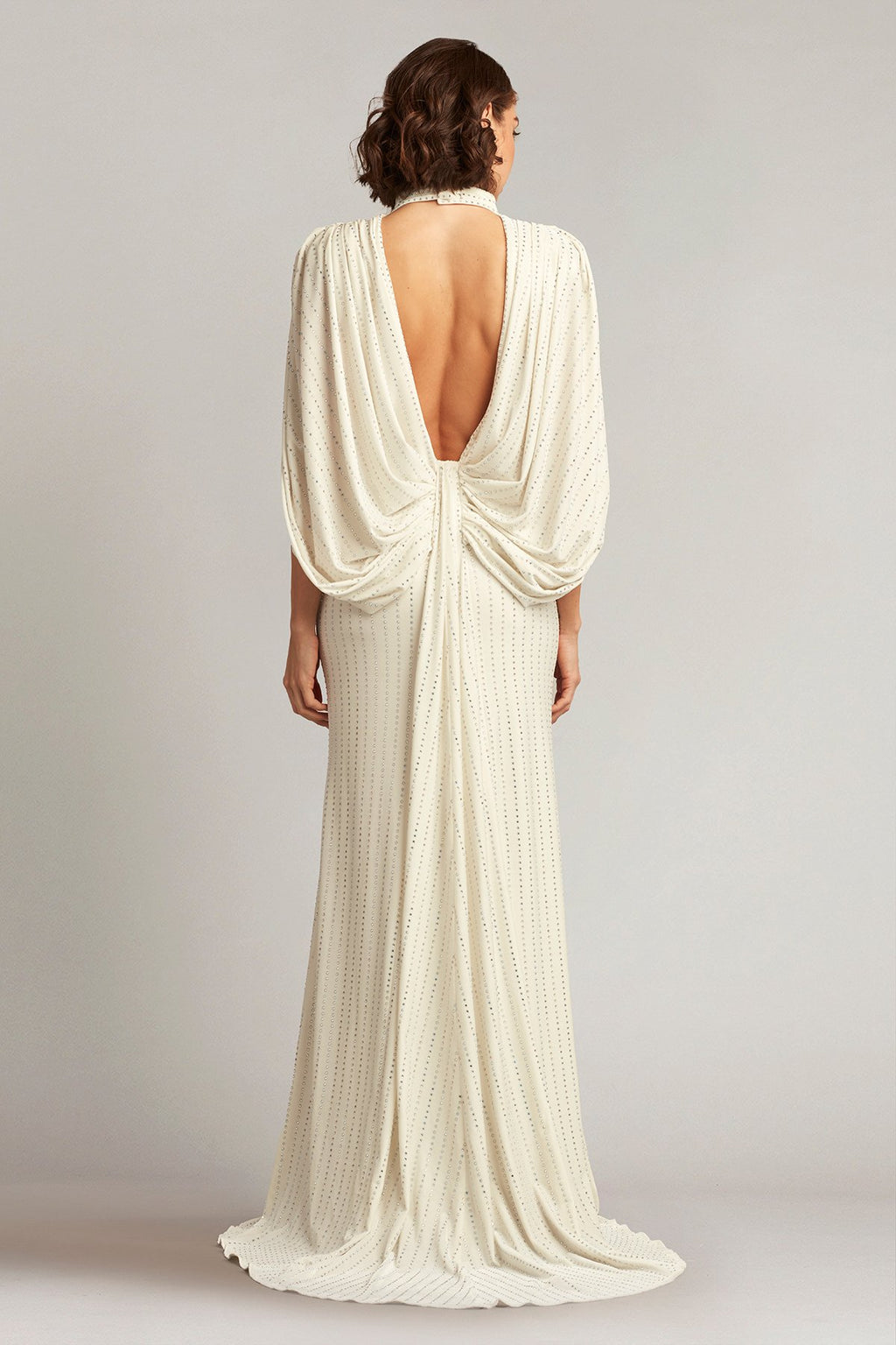 Pontell Diamanté Cape Sleeve Gown