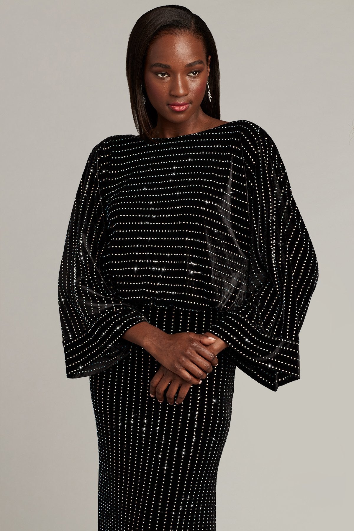 Dionne Diamanté Embellished Kimono Sleeve Gown